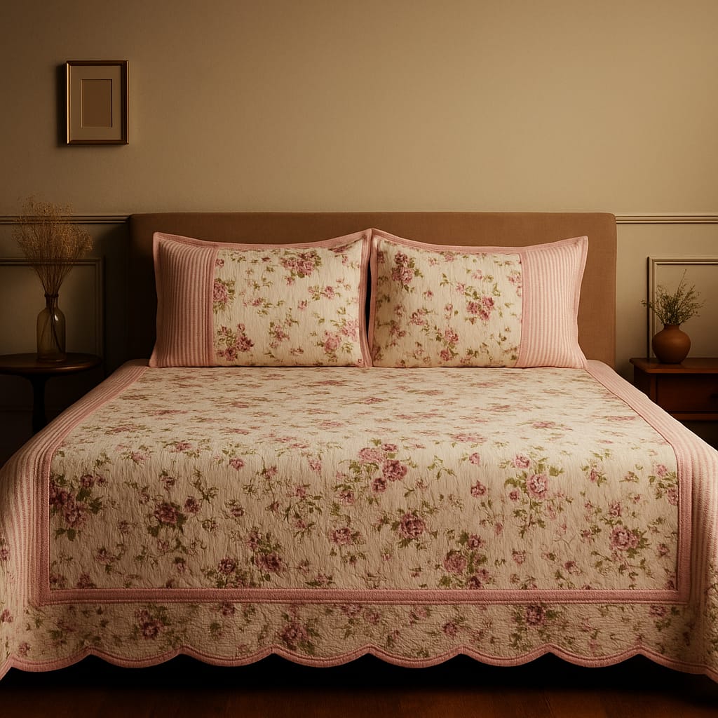 Duck Bedcover – Pink Floral Elegance (King Size)